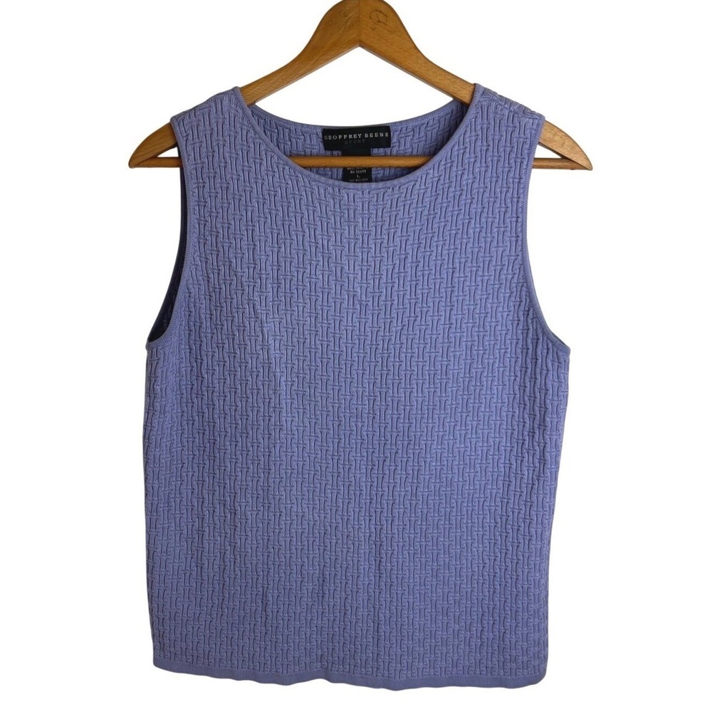 Geoffrey Bean Womens Silk Blend Knit Tank Top‎ Sz L Sweater Vest Preppy Coastal